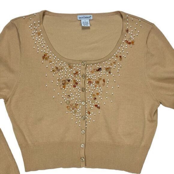 Harve Benard Sweater Womens Large Beaded Pearls Embellished Cardigan Granny Core - Picture 4 of 14